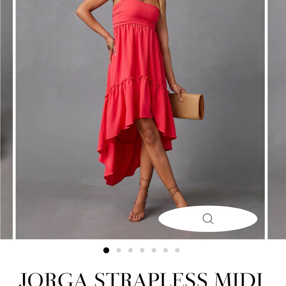 STRAPLESS MIDI DRESS - CORAL